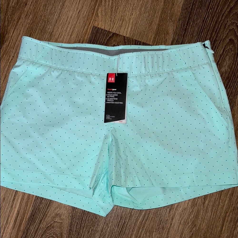 Under Armour Light Blue Polka Dot Shorts size L NWT